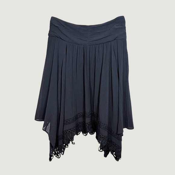 Isabel Marant Dresses & Skirts - Isabel Marant Étoile Black Cotton Handkerchief Hem Eyelet Lace Boho Skirt 42/L